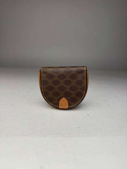 Vintage Celine Triomphe Monogram Leather Purse Brown
