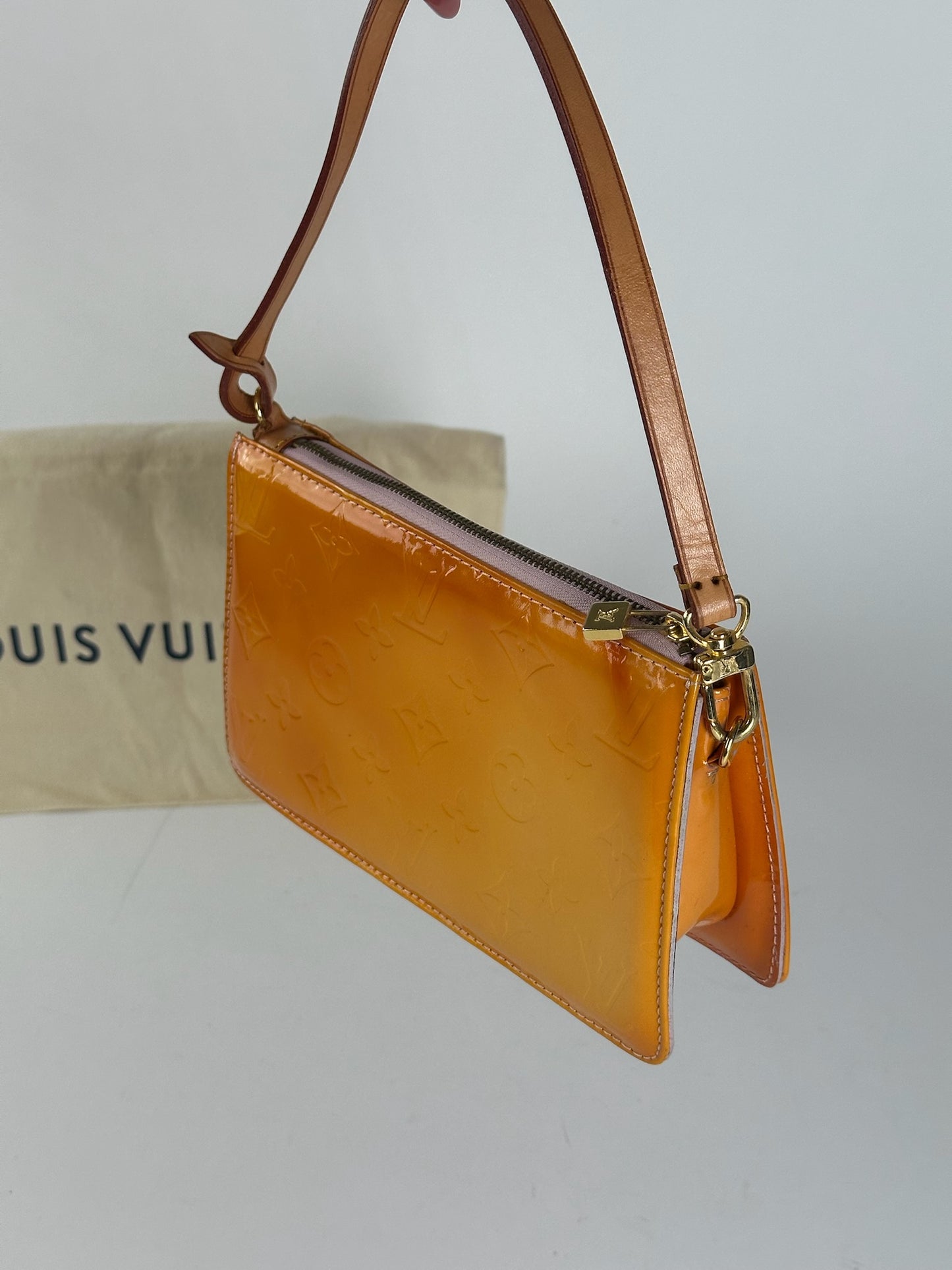 Vintage Louis Vuitton Vernis Leather Baguette Bag Mango