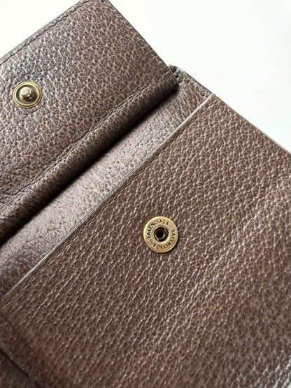 Vintage Balenciaga BB Monogram Canvas Wallet Beige Brown