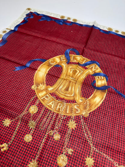 Vintage Celine Paris Scarf Triomphe Red