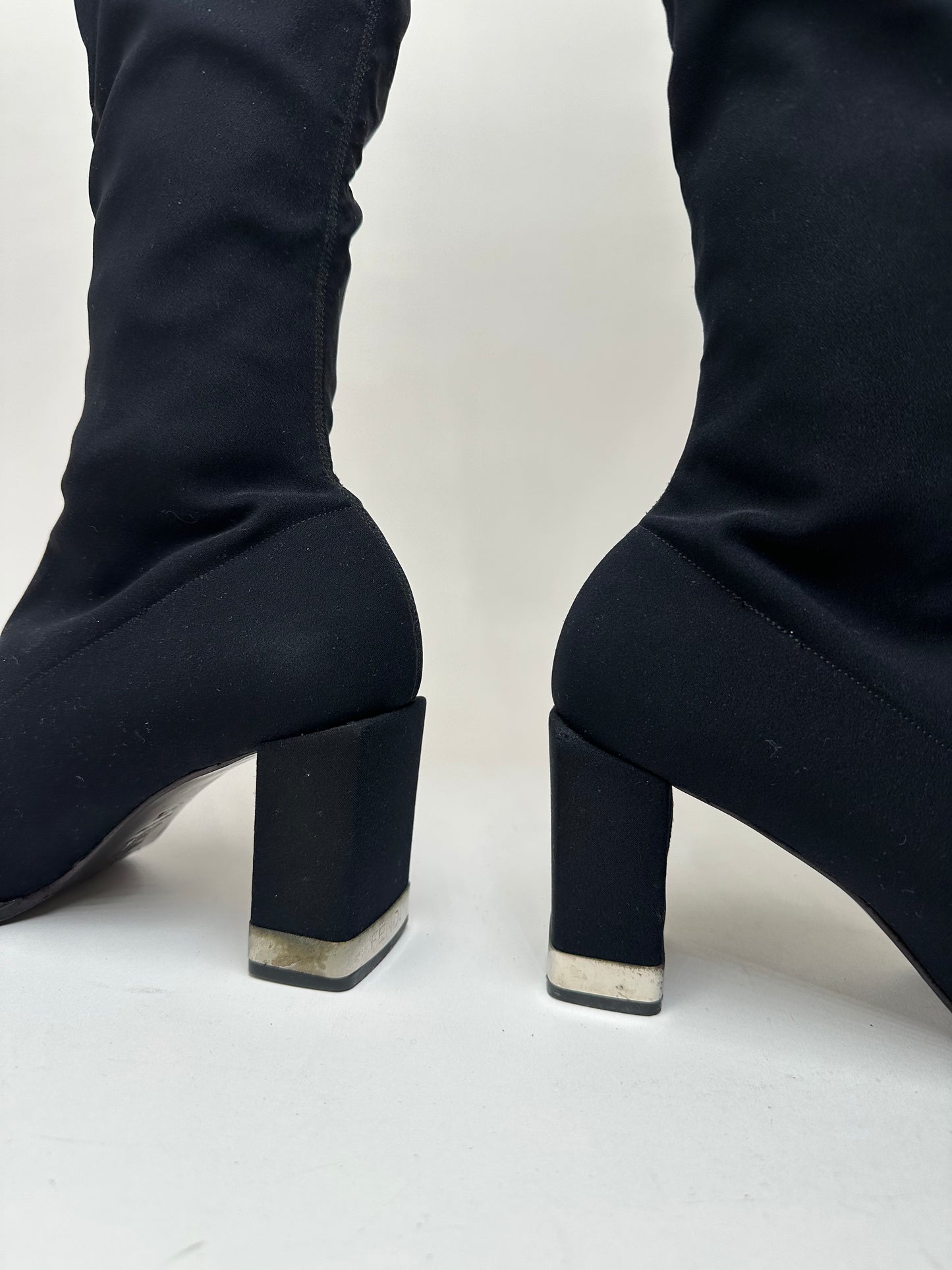 Vintage Fendi Synthetic Heeled Boots Black EU37