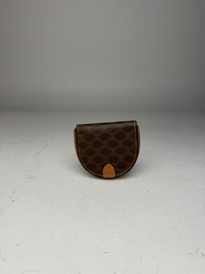 Vintage Celine Triomphe Monogram Leather Purse Brown