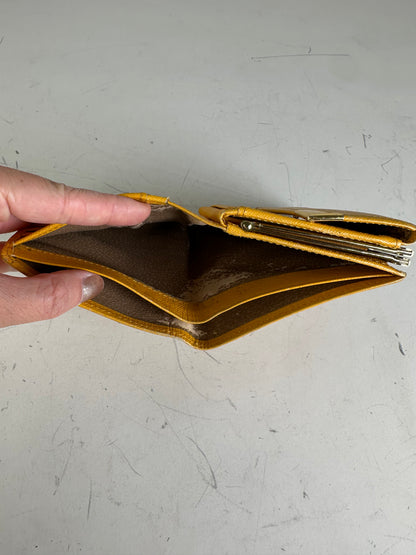 Vintage Givenchy Saffiano Leather Wallet Yellow Silver