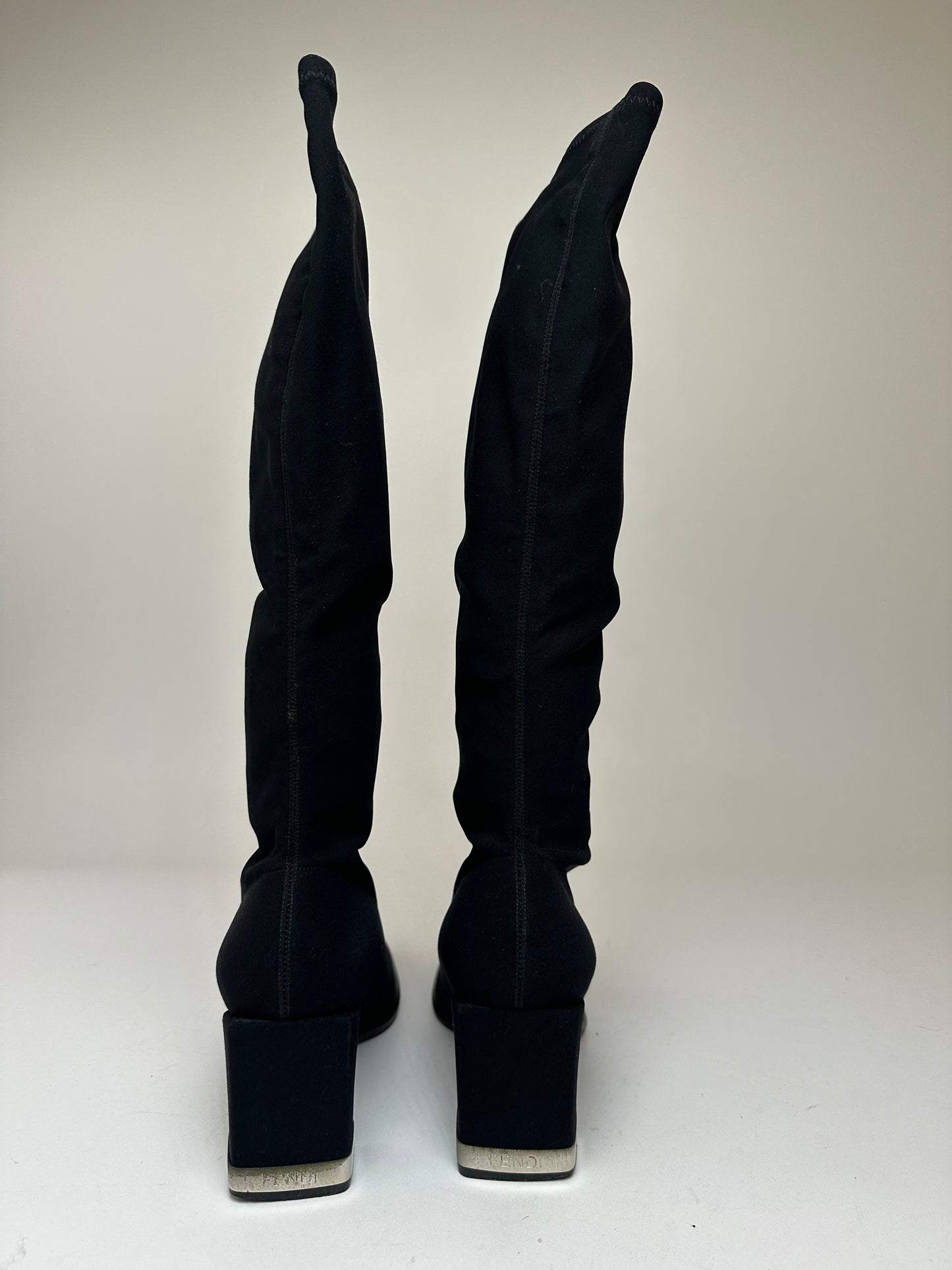 Vintage Fendi Synthetic Heeled Boots Black EU37