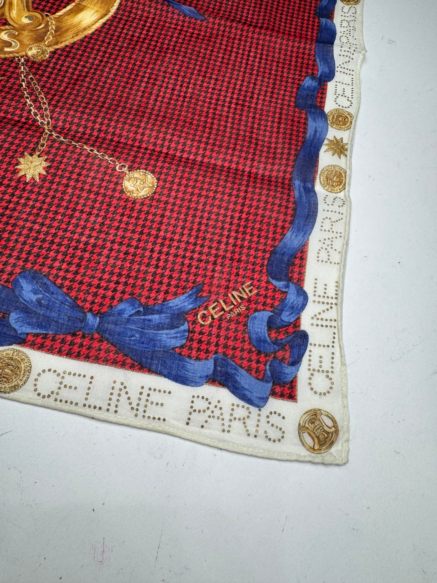 Vintage Celine Paris Scarf Triomphe Red