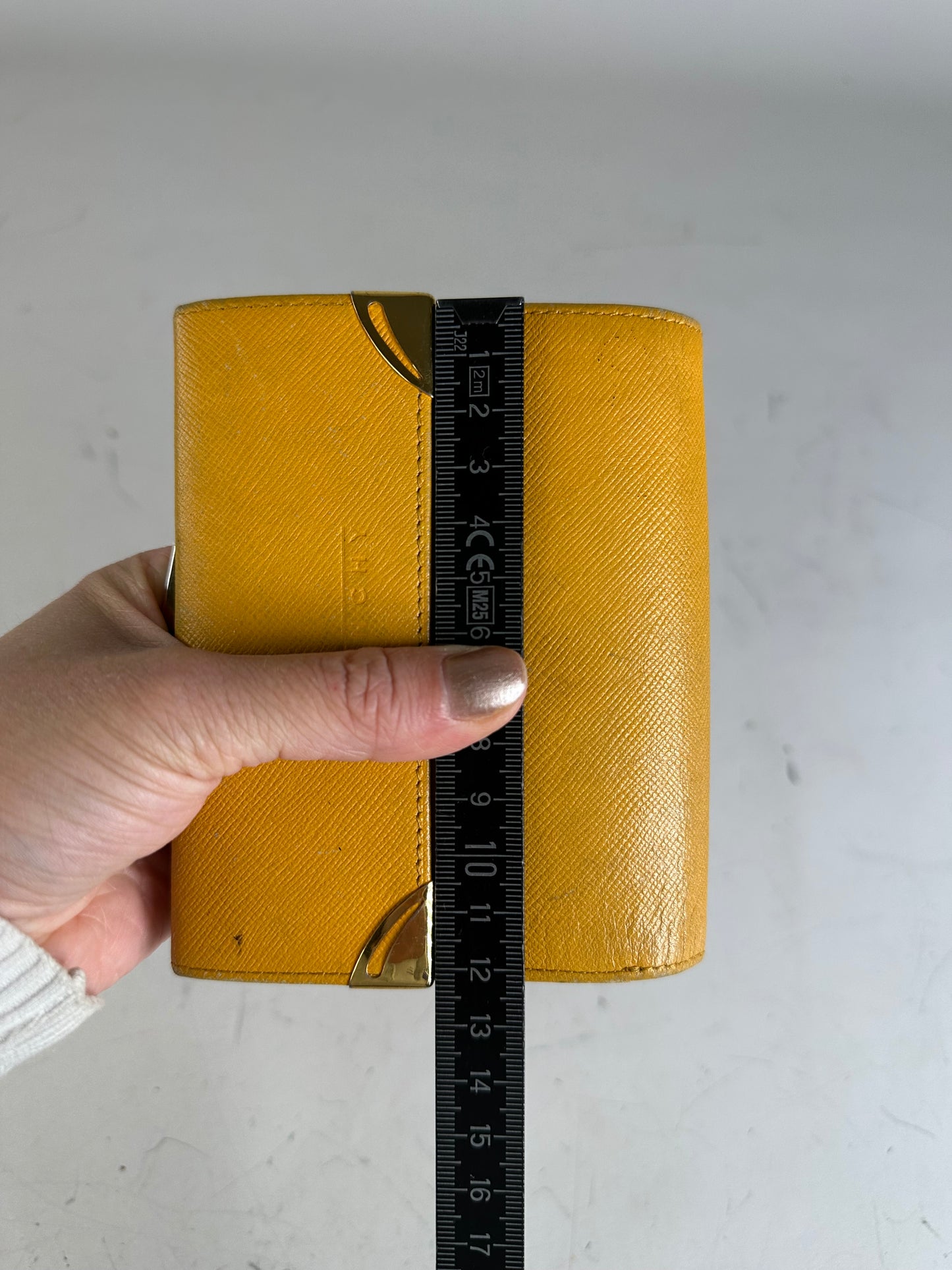 Vintage Givenchy Saffiano Leather Wallet Yellow Silver