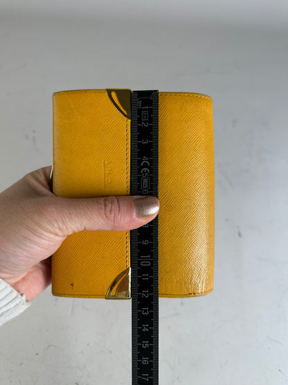 Vintage Givenchy Saffiano Leather Wallet Yellow Silver