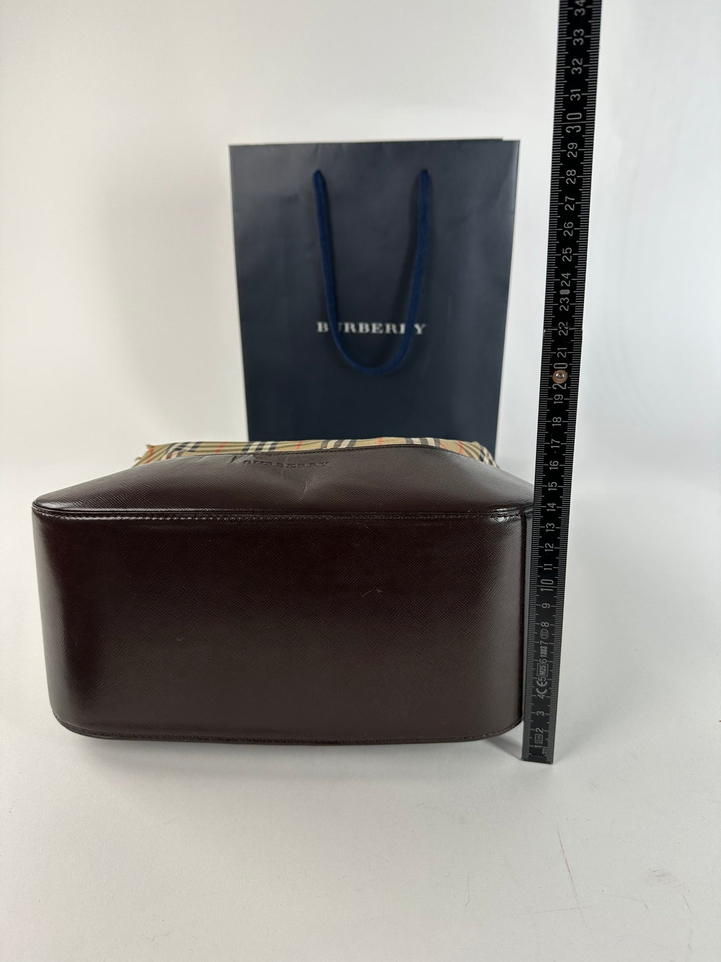 Vintage Burberry Haymarket Check Shoulder Bag Beige Brown