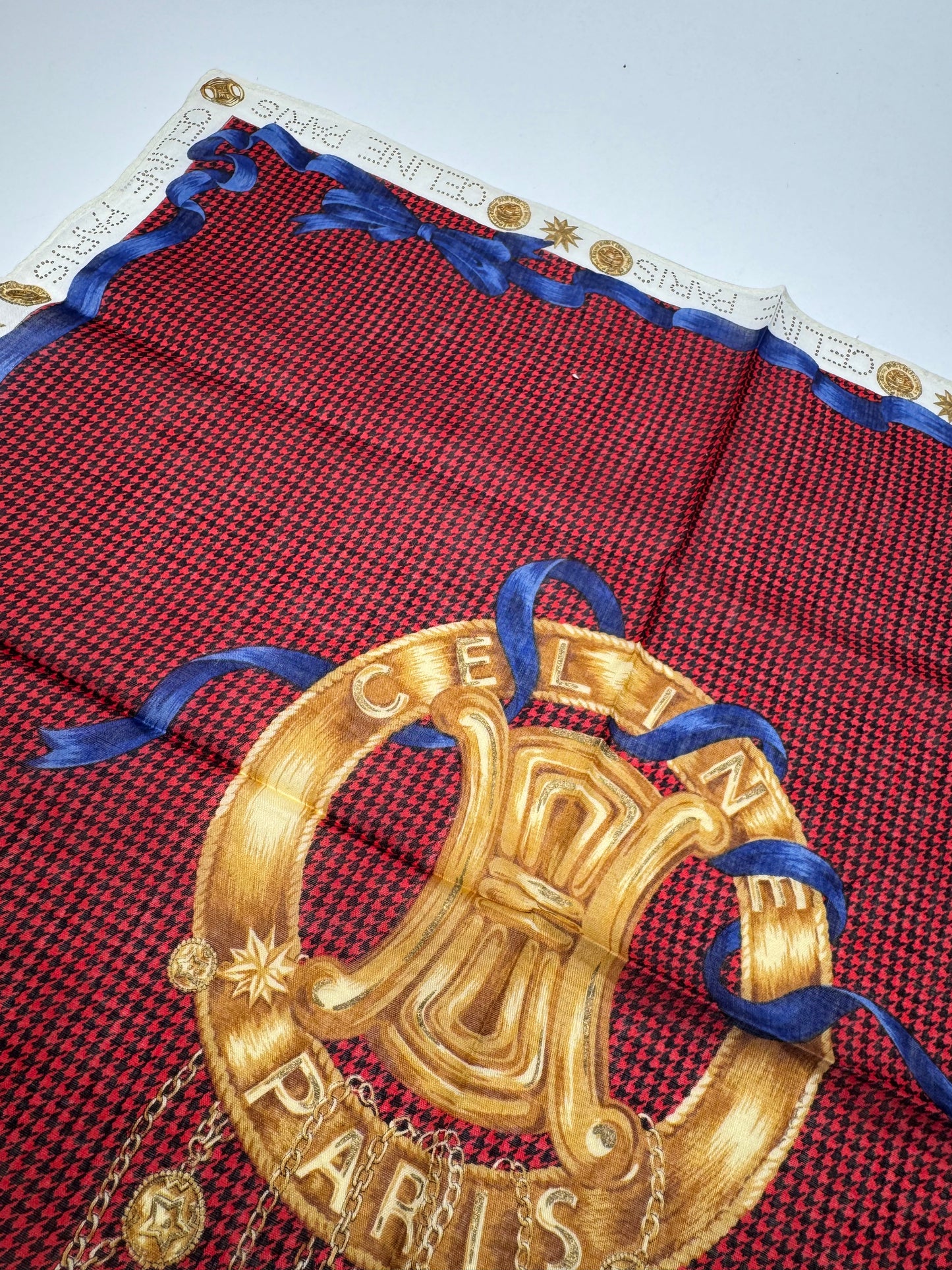 Vintage Celine Paris Scarf Triomphe Red