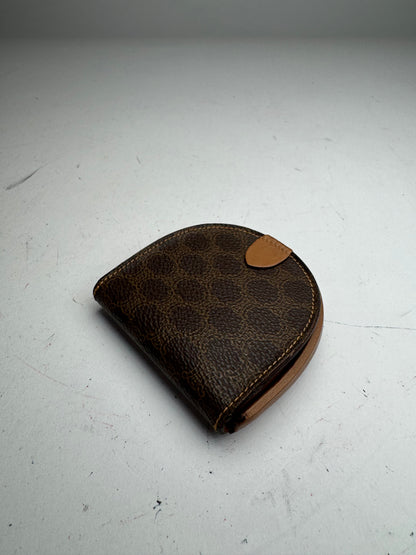 Vintage Celine Triomphe Monogram Leather Purse Brown