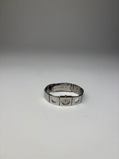 Vintage Courreges Stainless Steel Logo Bracelet Watch Silver