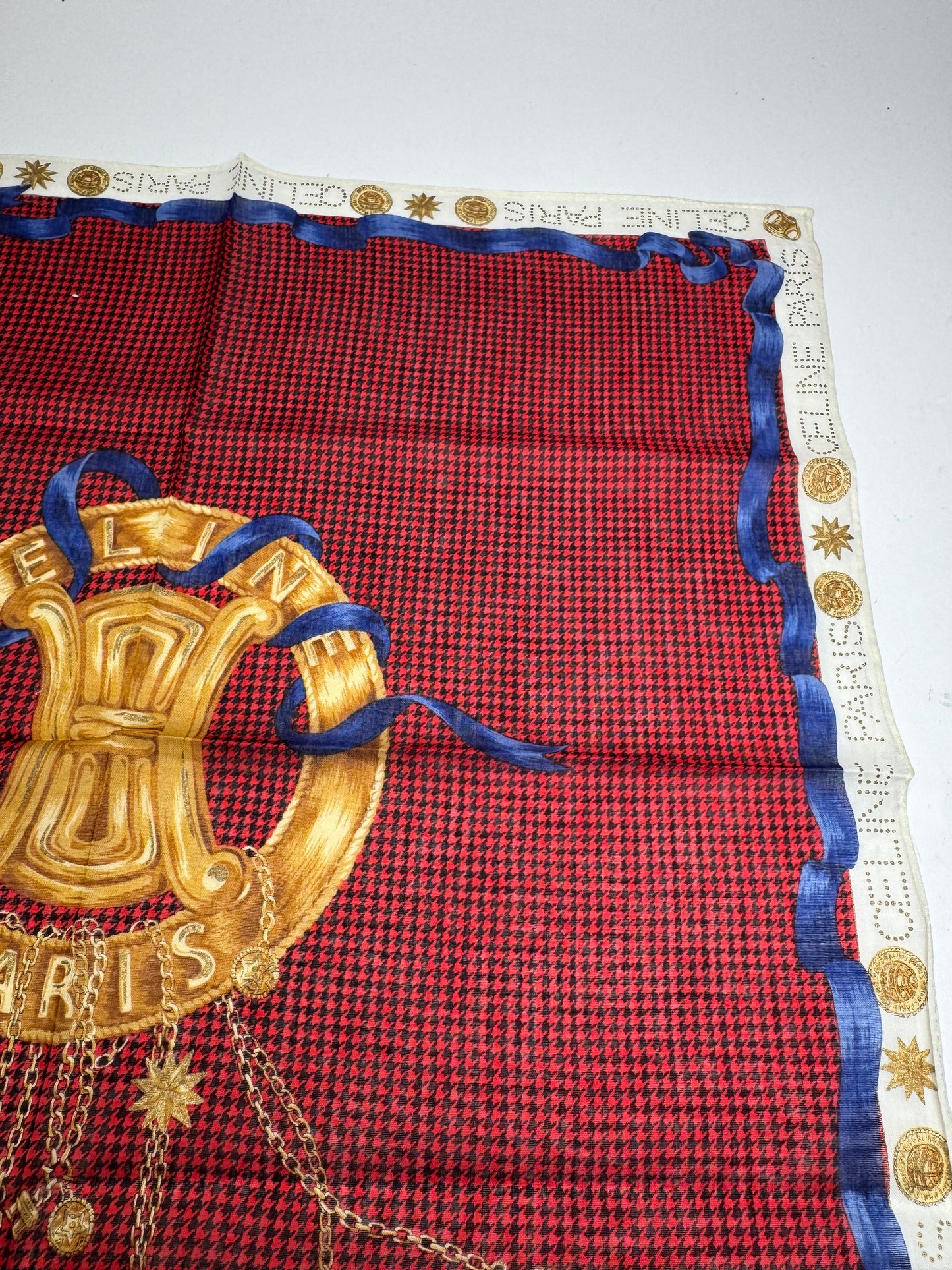 Vintage Celine Paris Scarf Triomphe Red