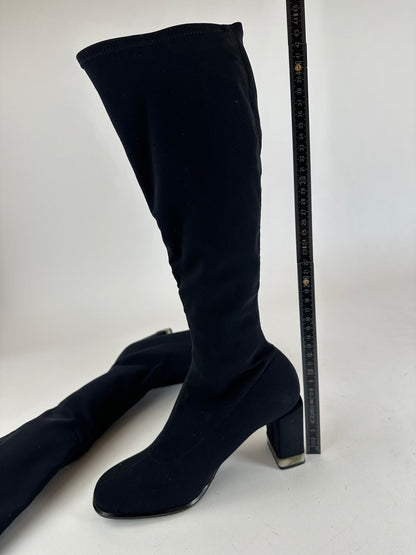 Vintage Fendi Synthetic Heeled Boots Black EU37
