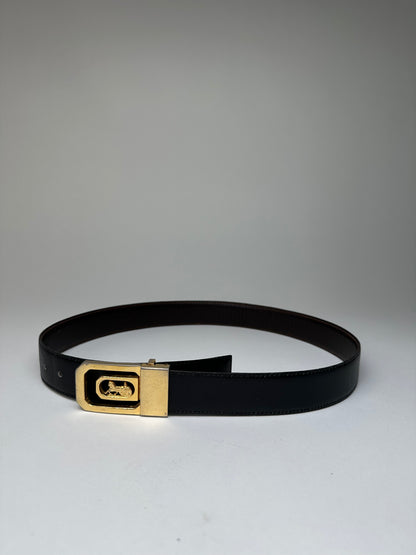 Vintage Celine Sulky Reversible Leather Belt Black 80 cm