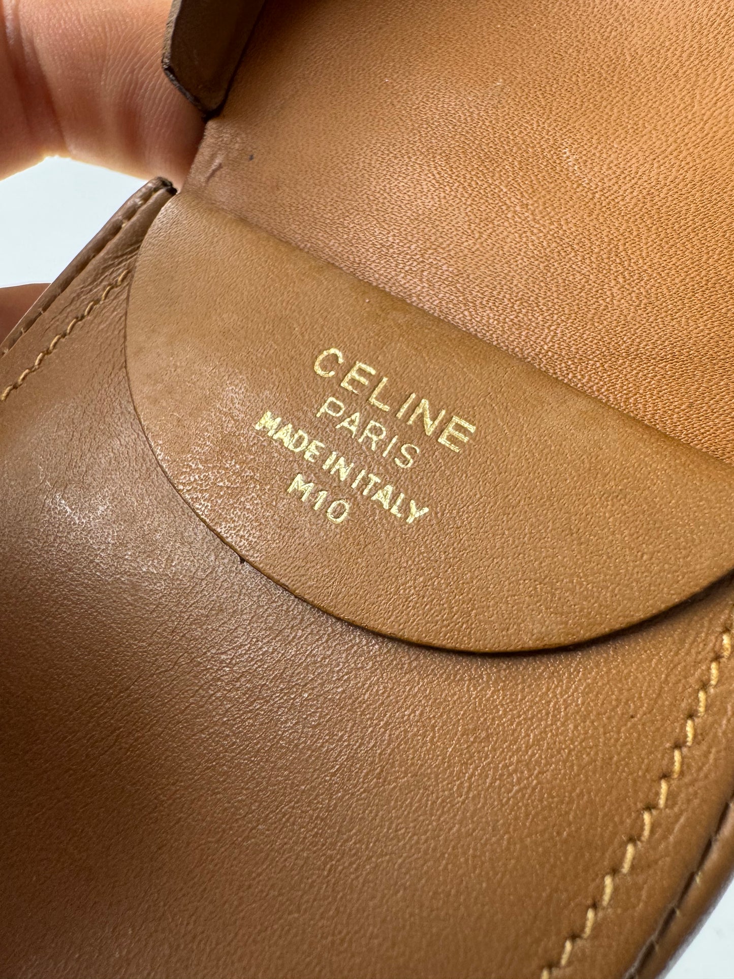 Vintage Celine Triomphe Monogram Leather Purse Brown