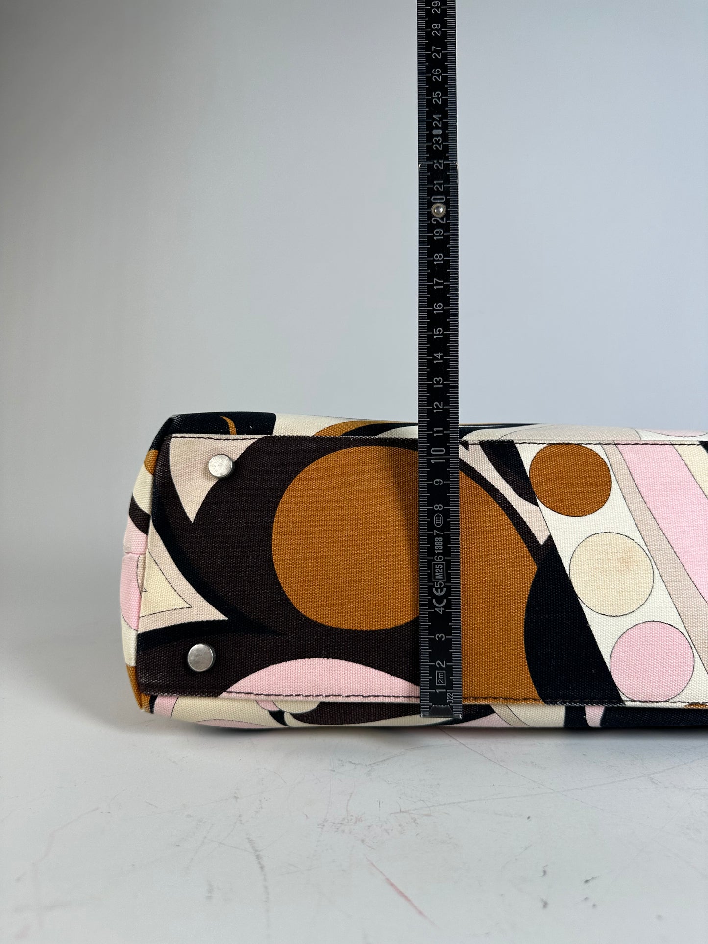 Vintage Pucci Abstract Canvas Tote Pink Cream Brown