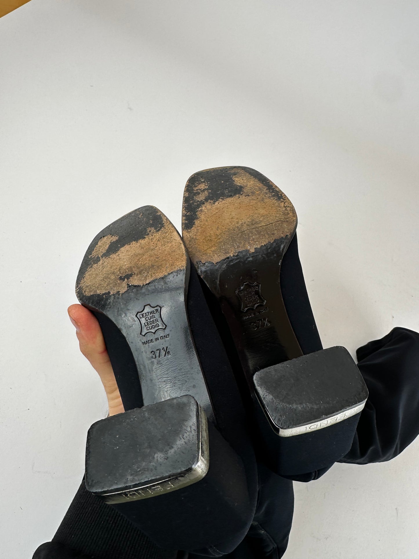 Vintage Fendi Synthetic Heeled Boots Black EU37