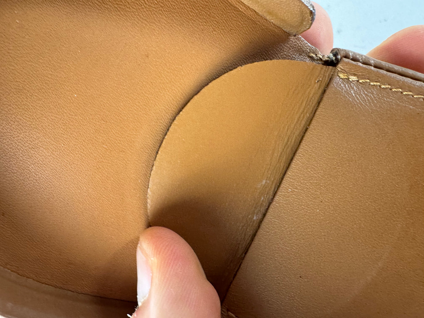 Vintage Celine Triomphe Monogram Leather Purse Brown