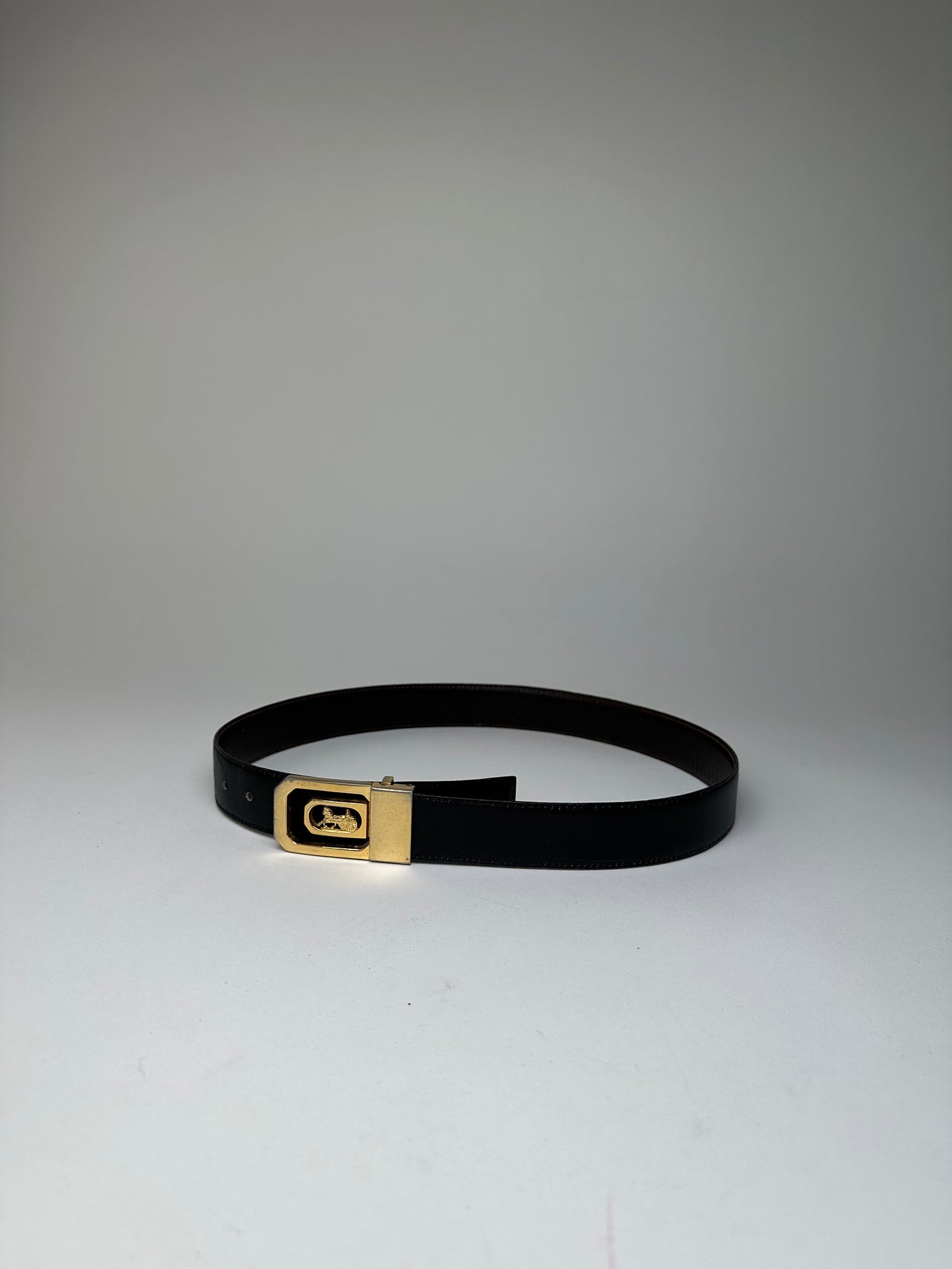 Vintage Celine Sulky Reversible Leather Belt Black 80 cm