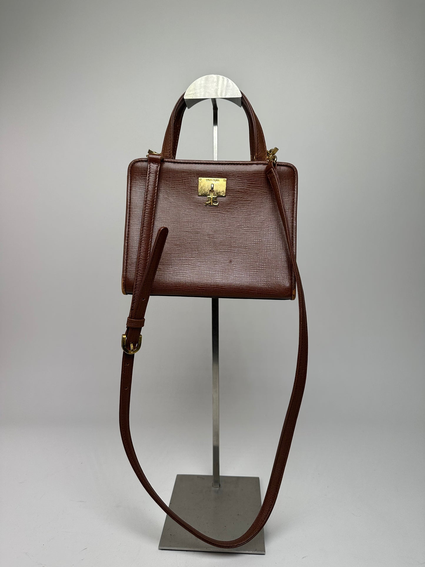 Vintage Courreges 2Way Leather Bag Brown