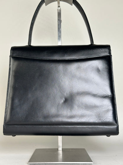 Vintage Givenchy Smooth Leather Handbag Black Gold