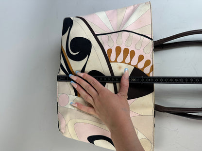 Vintage Pucci Abstract Canvas Tote Pink Cream Brown
