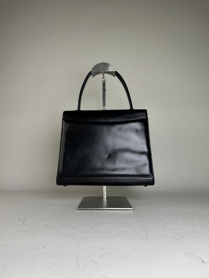 Vintage Givenchy Smooth Leather Handbag Black Gold