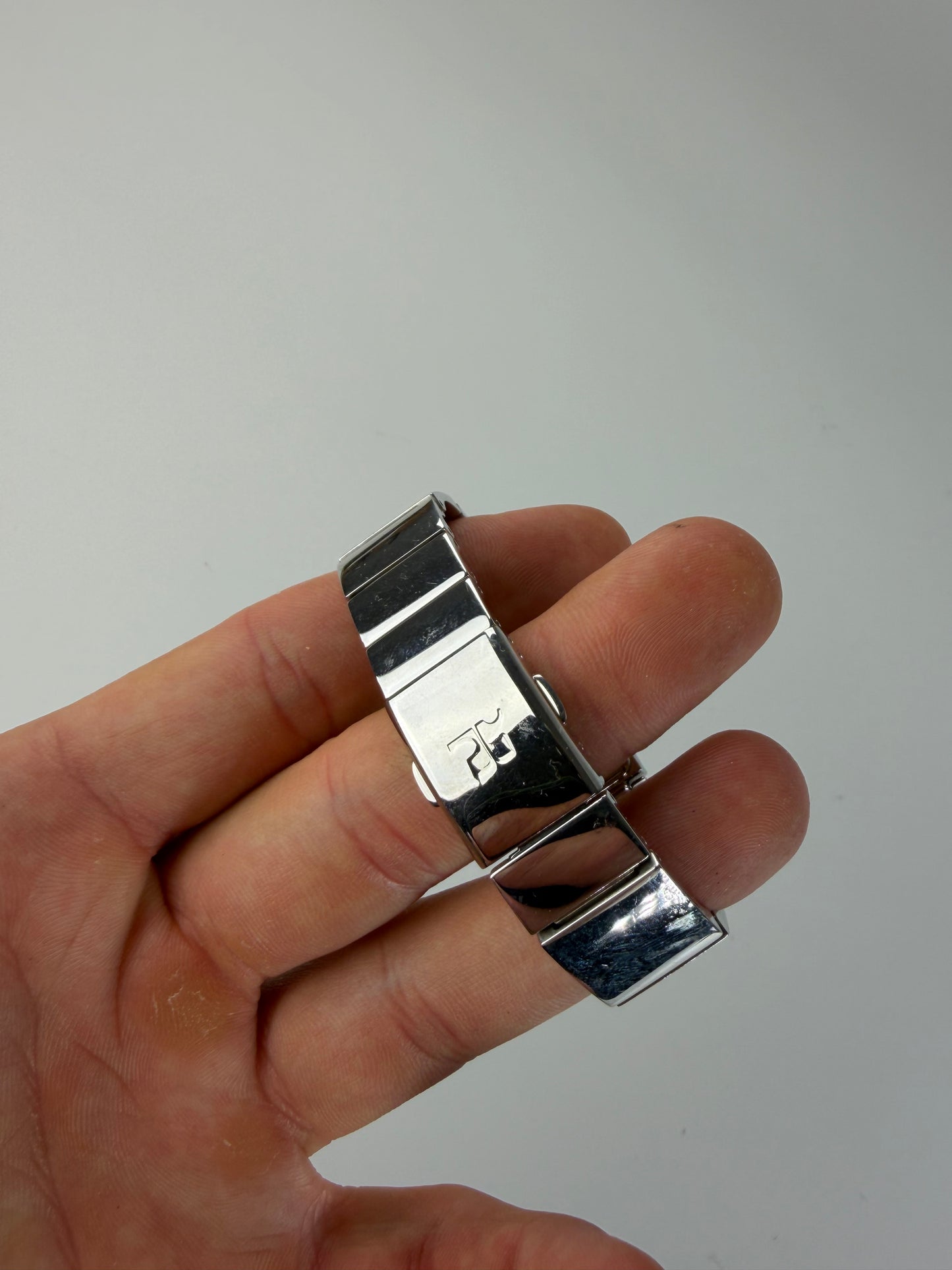 Vintage Courreges Stainless Steel Logo Bracelet Watch Silver