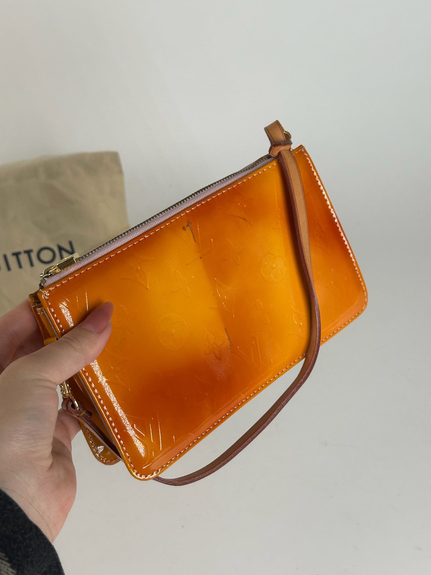 Vintage Louis Vuitton Vernis Leather Baguette Bag Mango