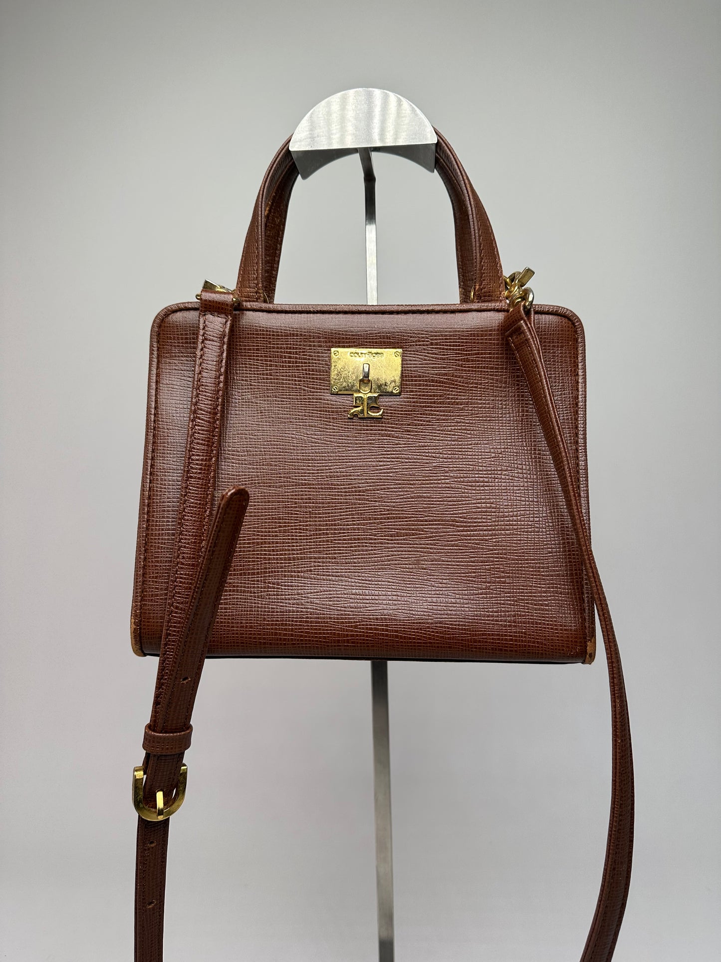 Vintage Courreges 2Way Leather Bag Brown
