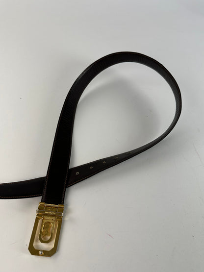 Vintage Celine Sulky Reversible Leather Belt Black 80 cm