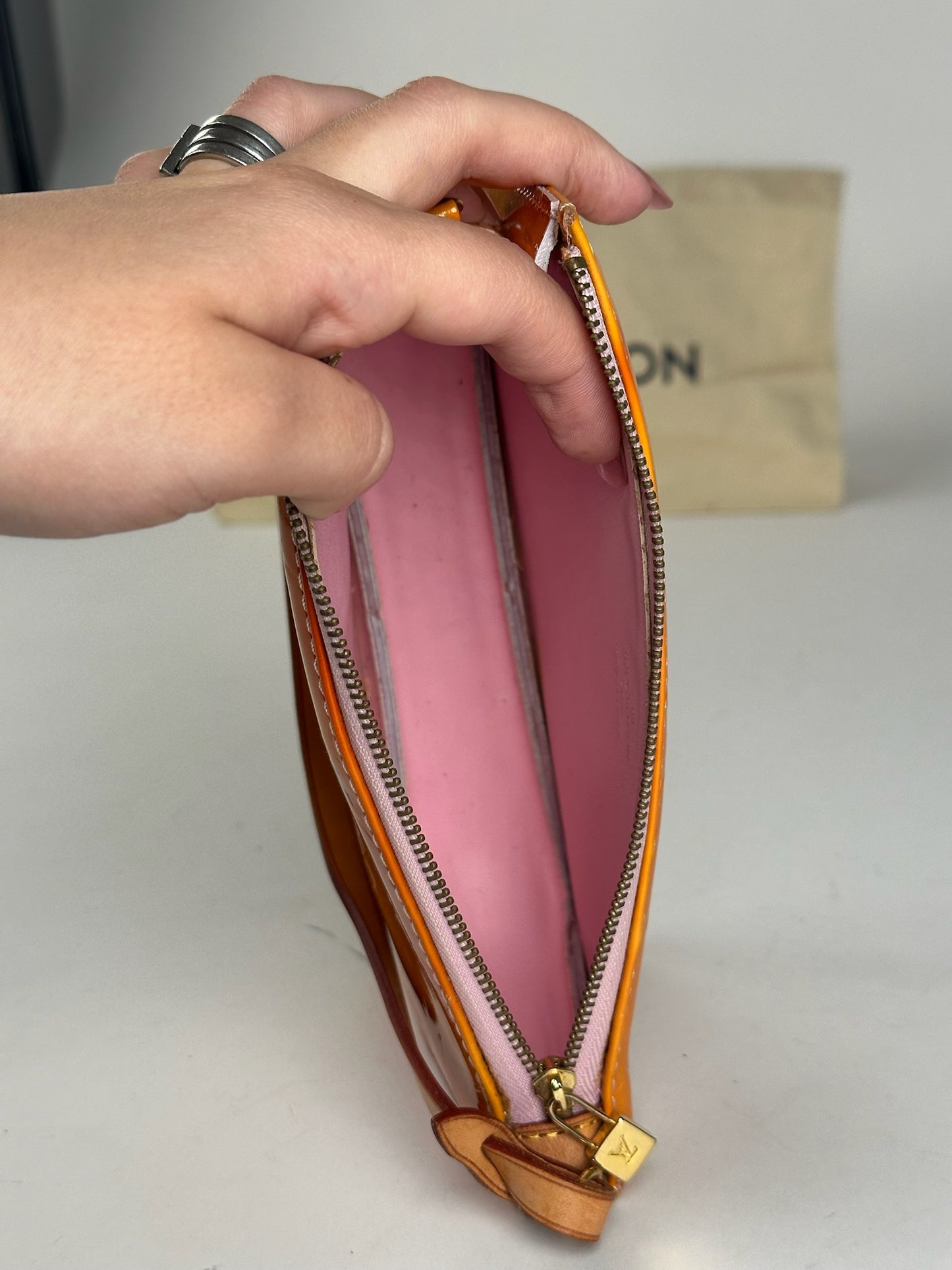 Vintage Louis Vuitton Vernis Leather Baguette Bag Mango