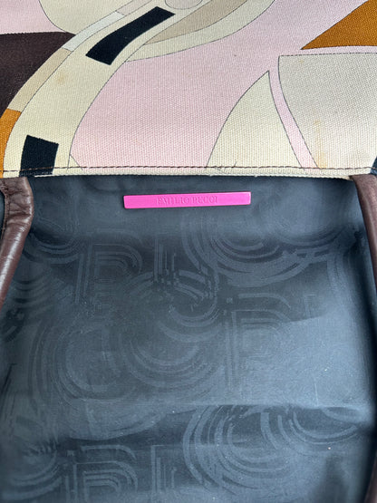 Vintage Pucci Abstract Canvas Tote Pink Cream Brown