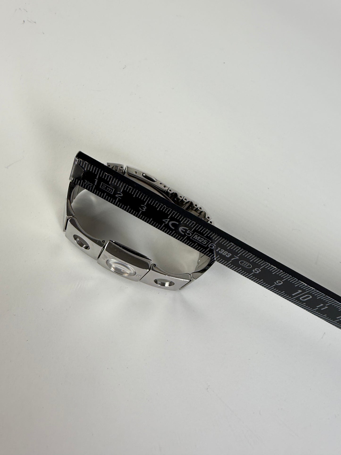 Vintage Courreges Stainless Steel Logo Bracelet Watch Silver