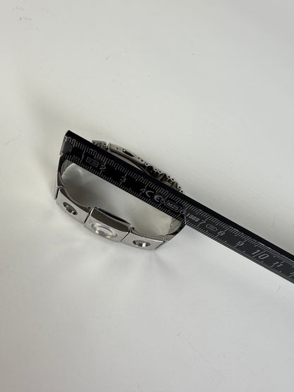 Vintage Courreges Stainless Steel Logo Bracelet Watch Silver
