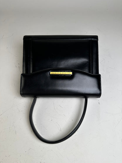 Vintage Givenchy Smooth Leather Handbag Black Gold