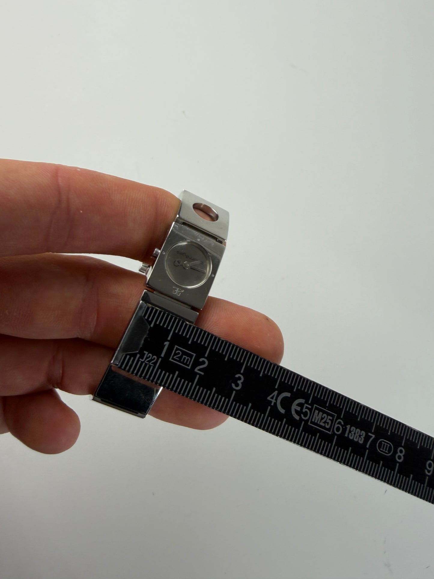 Vintage Courreges Stainless Steel Logo Bracelet Watch Silver