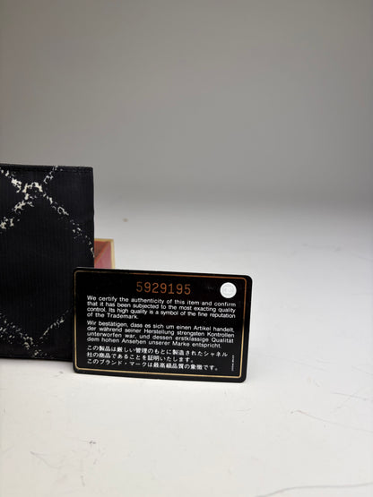 Vintage Chanel Nylon Card Holder Black White Silver