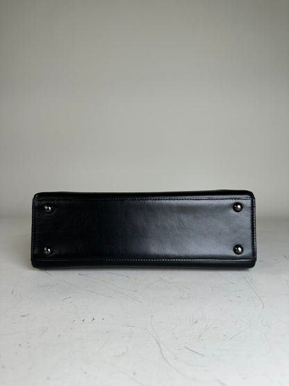 Vintage Givenchy Smooth Leather Handbag Black Gold