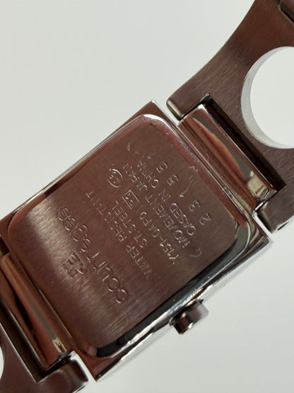 Vintage Courreges Stainless Steel Logo Bracelet Watch Silver