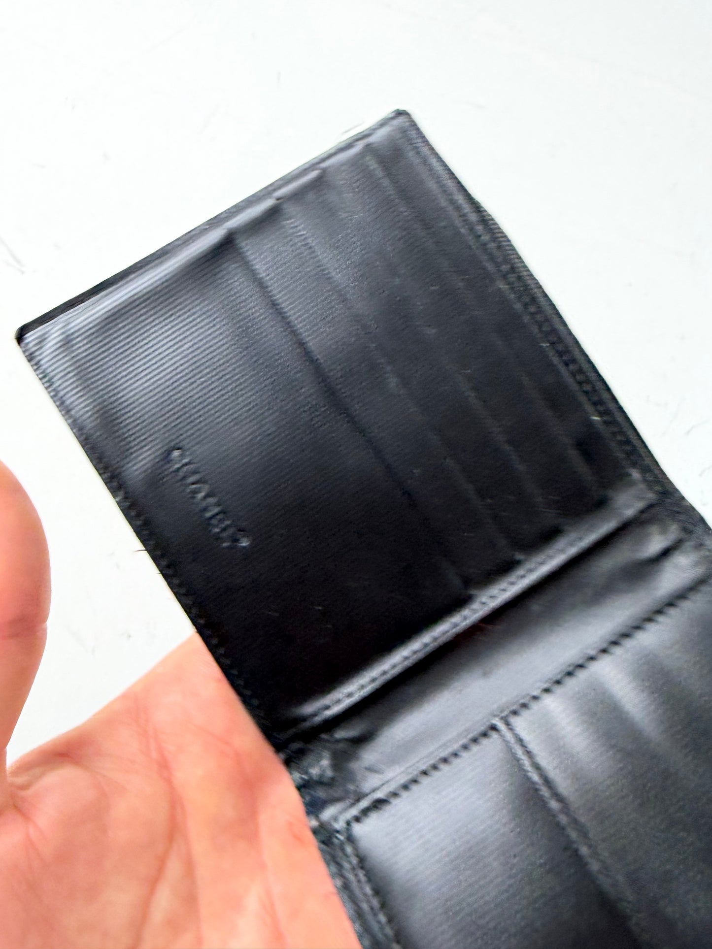 Vintage Chanel Nylon Card Holder Black White Silver