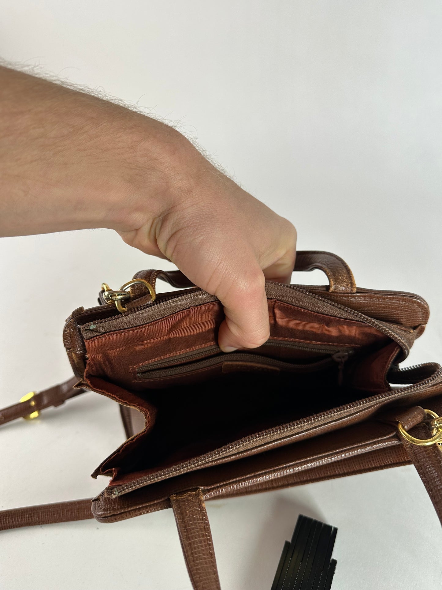 Vintage Courreges 2Way Leather Bag Brown