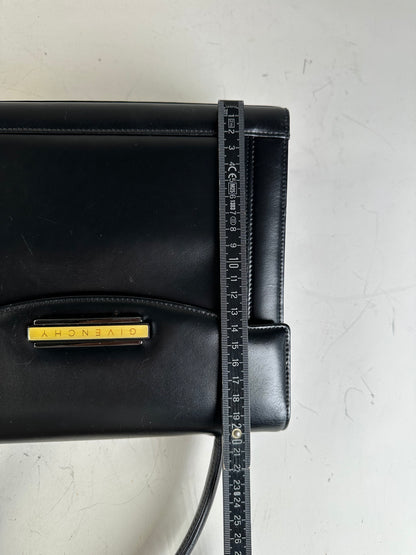Vintage Givenchy Smooth Leather Handbag Black Gold