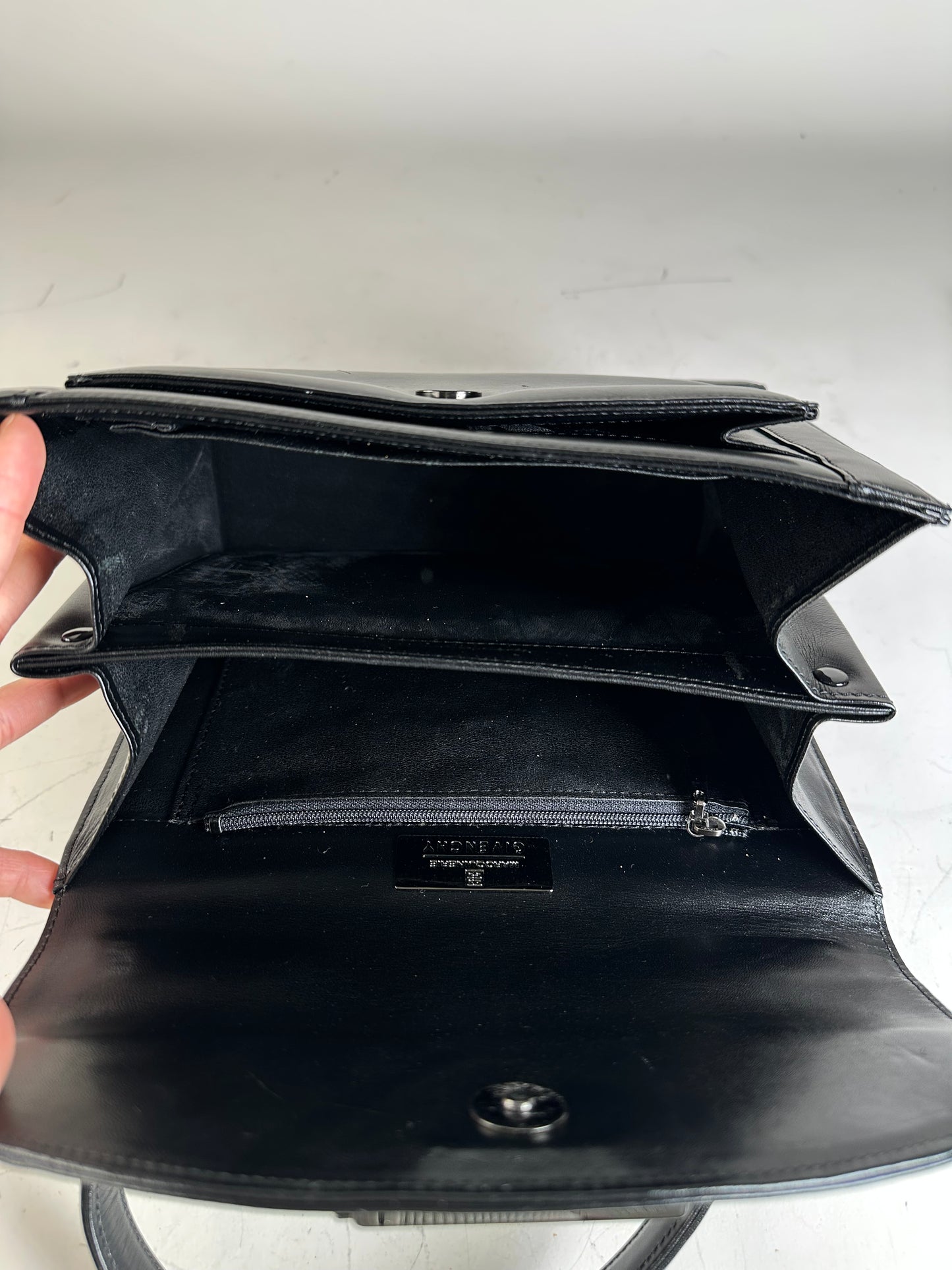 Vintage Givenchy Smooth Leather Handbag Black Gold