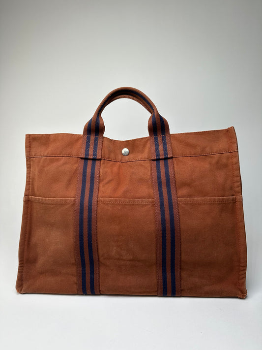 Vintage Hermès Fourre-Tout Tote Bag Canvas Brown
