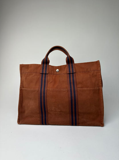 Vintage Hermès Fourre-Tout Tote Bag Canvas Brown