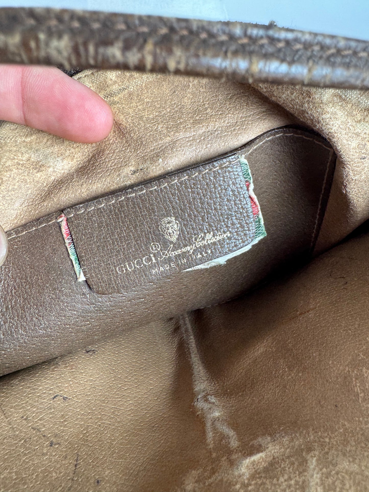 Vintage Gucci Monogram Leather Bag Brown Grey