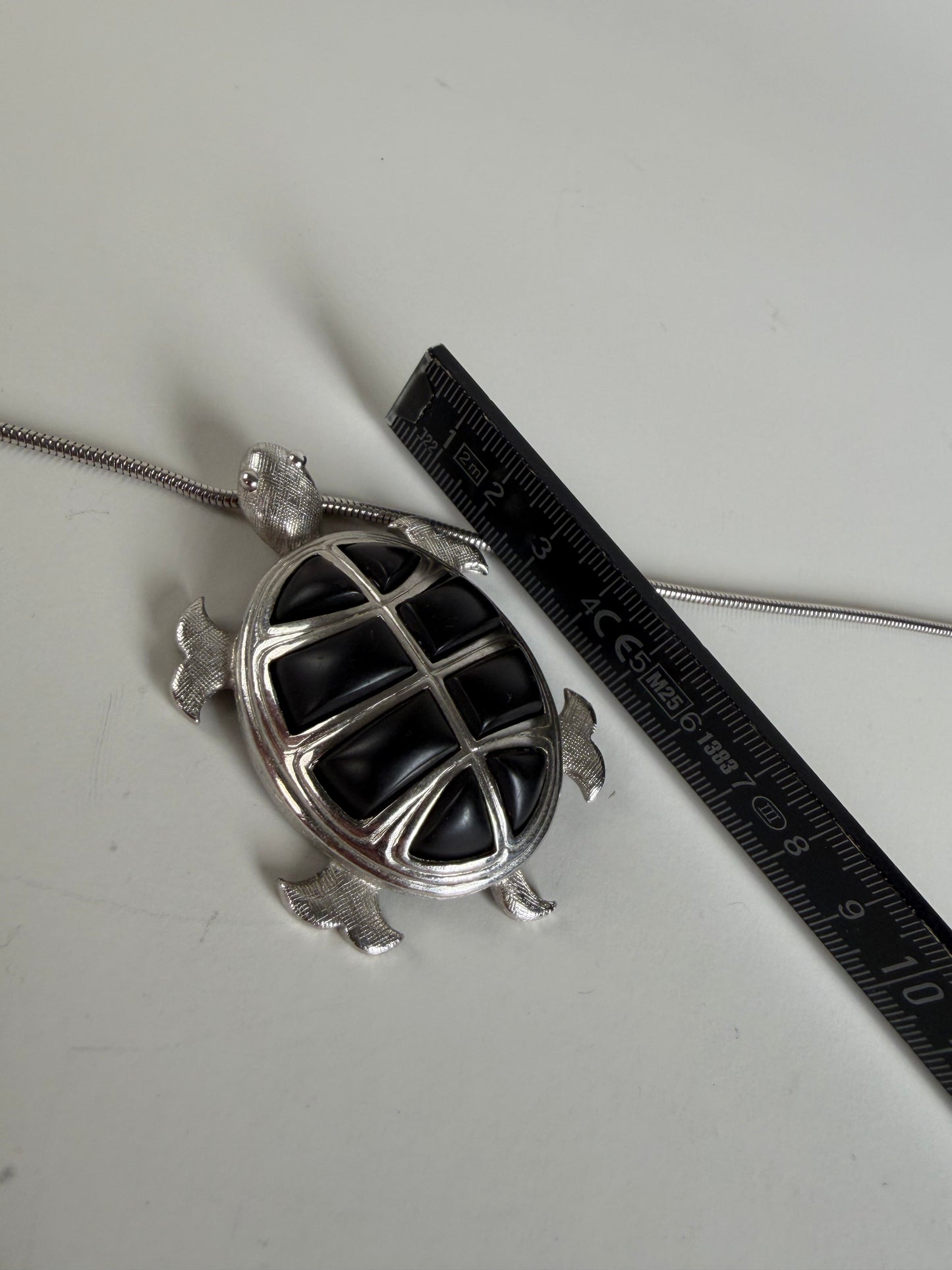 Vintage Givenchy Logo Pendant Necklace Silver Black