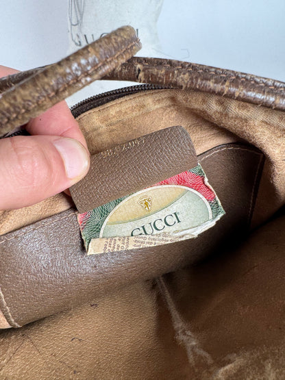 Vintage Gucci Monogram Leather Bag Brown Grey