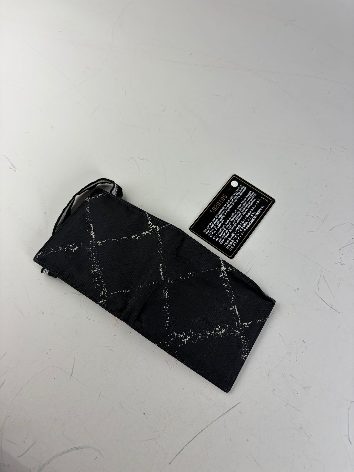 Vintage Chanel Nylon Card Holder Black White Silver